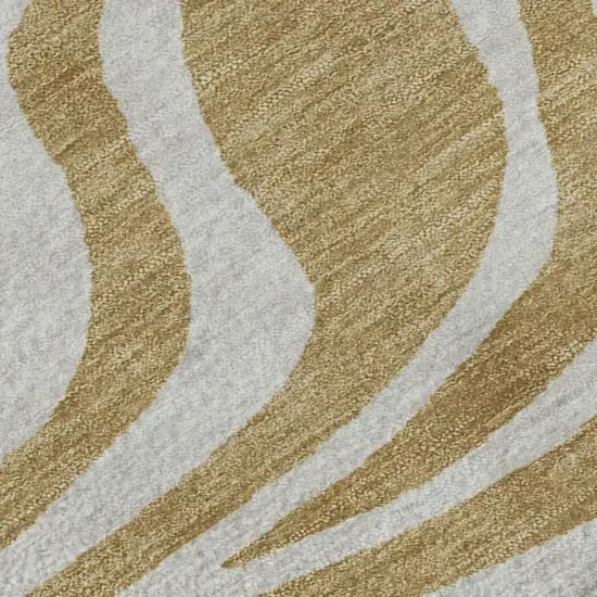 Gold And Ivory Animal Print Washable Area Rug With UV Protection Photo 7