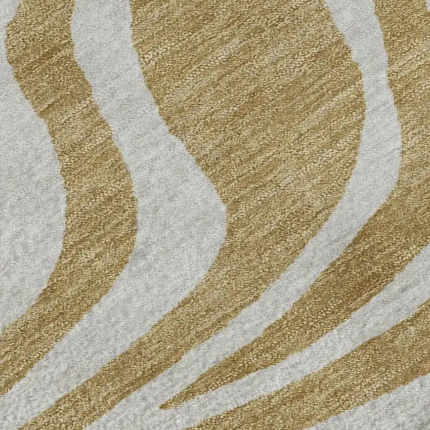 Gold And Ivory Animal Print Washable Area Rug With UV Protection Photo 7