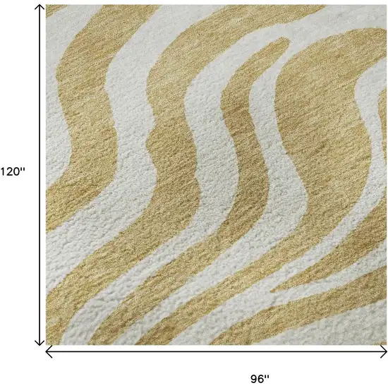 Gold And Ivory Animal Print Washable Area Rug With UV Protection Photo 8