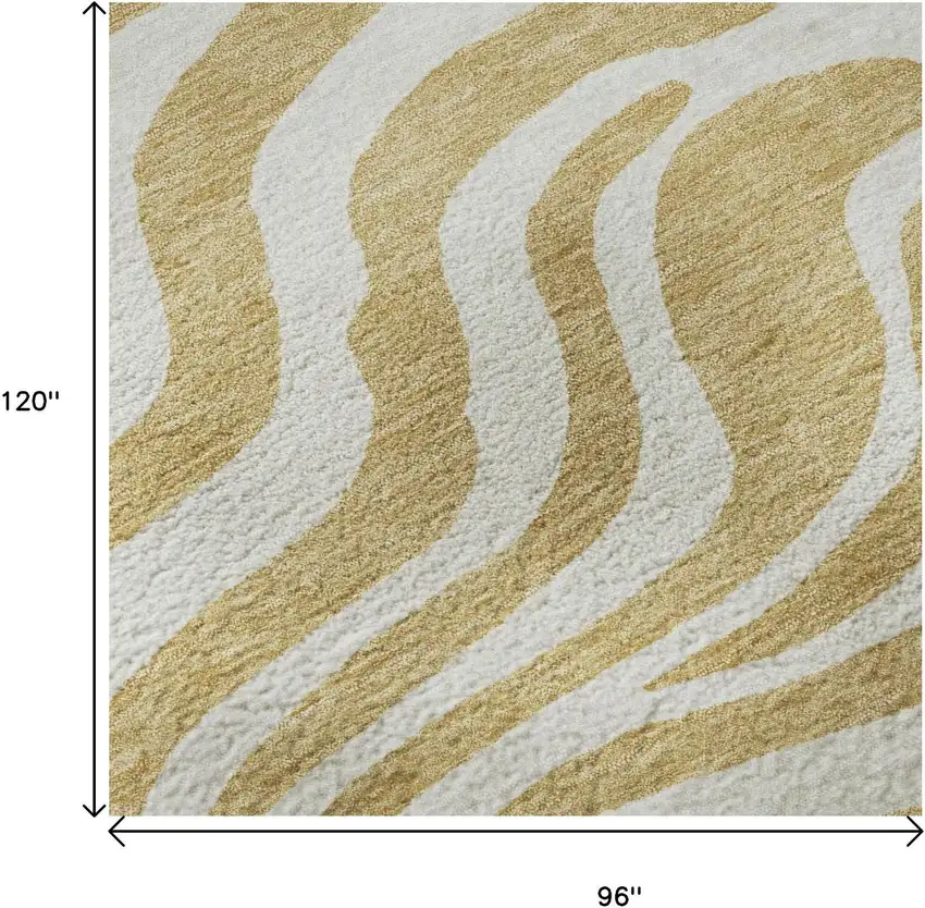 Gold And Ivory Animal Print Washable Area Rug With UV Protection Photo 8