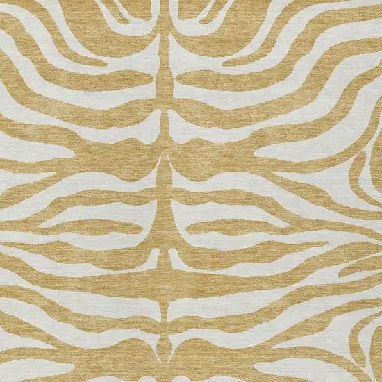 Gold And Ivory Animal Print Washable Indoor Outdoor Area Rug Photo 5