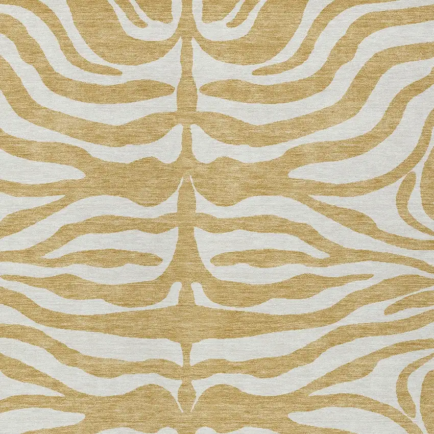 Gold And Ivory Animal Print Washable Indoor Outdoor Area Rug Photo 5