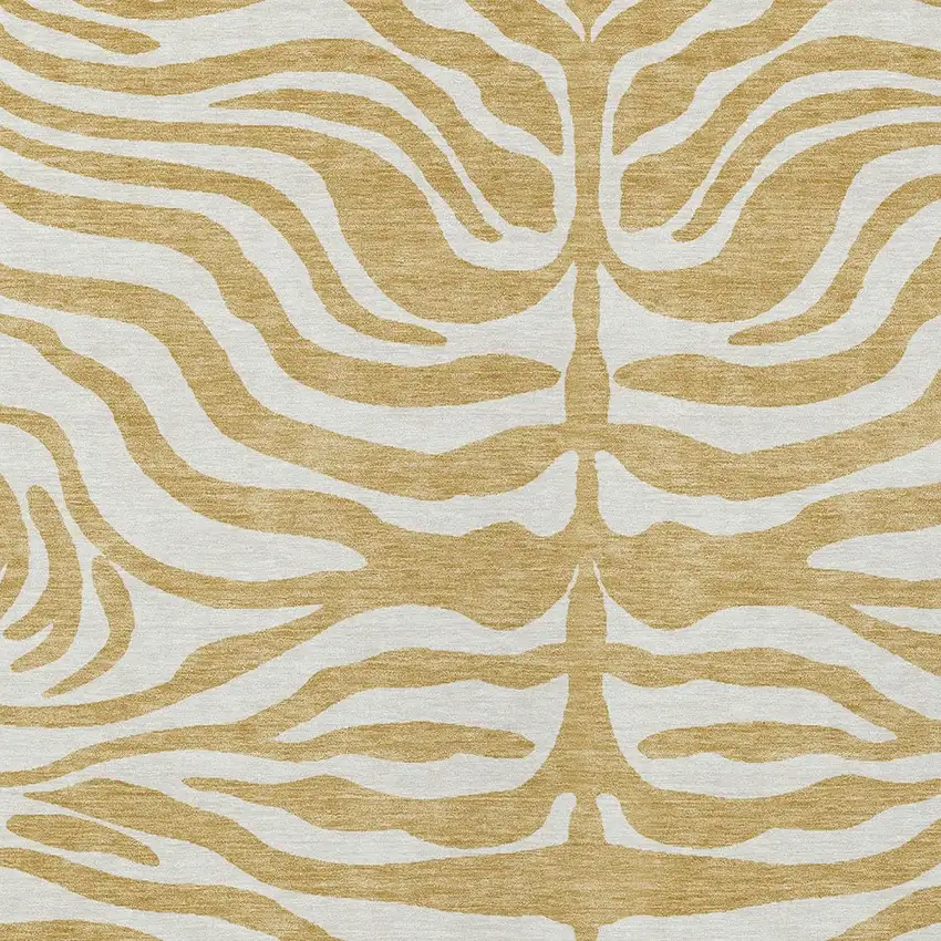Gold And Ivory Animal Print Washable Indoor Outdoor Area Rug Photo 5