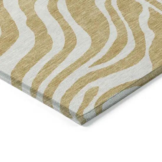 Gold And Ivory Animal Print Washable Indoor Outdoor Area Rug Photo 4