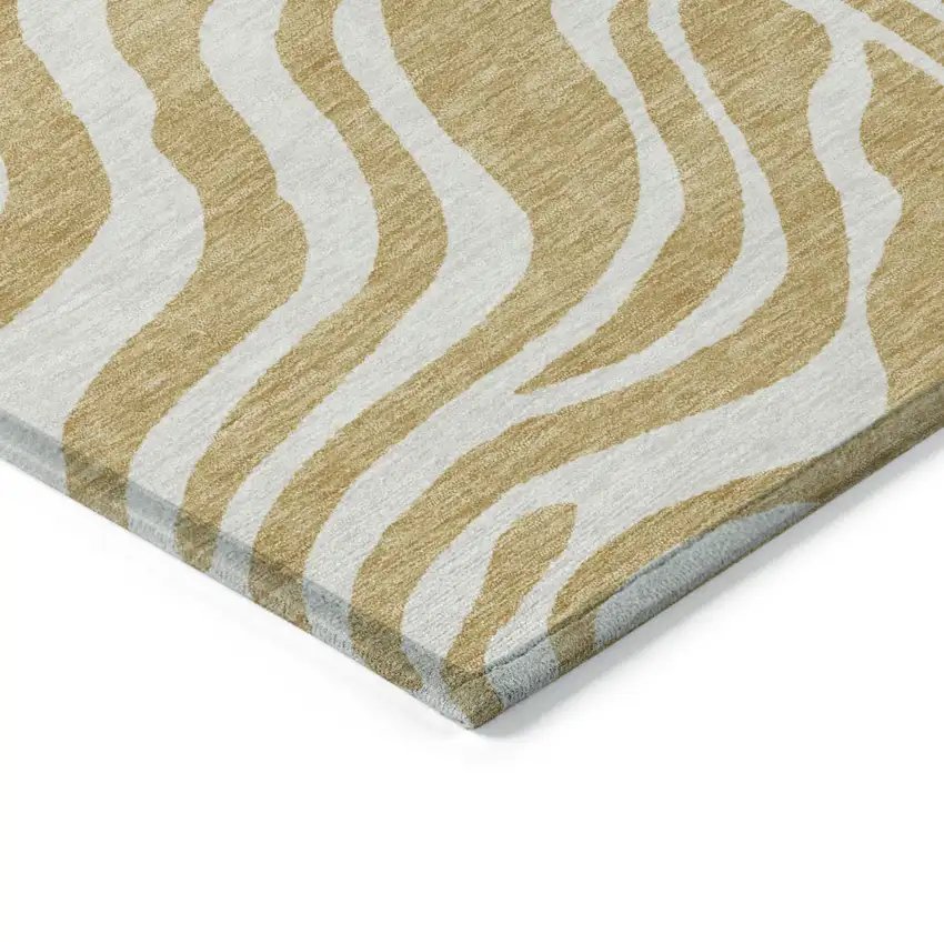 Gold And Ivory Animal Print Washable Indoor Outdoor Area Rug Photo 4