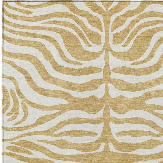 Gold And Ivory Animal Print Washable Indoor Outdoor Area Rug Photo 5