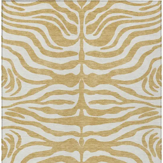 Gold And Ivory Animal Print Washable Indoor Outdoor Area Rug Photo 6