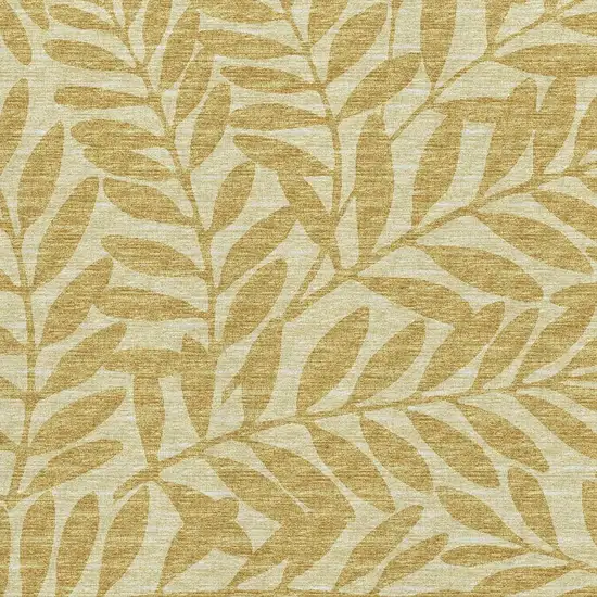 Gold And Ivory Botanical Leaves Washable Area Rug With UV Protection Photo 9