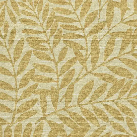 Gold And Ivory Botanical Leaves Washable Area Rug With UV Protection Photo 9
