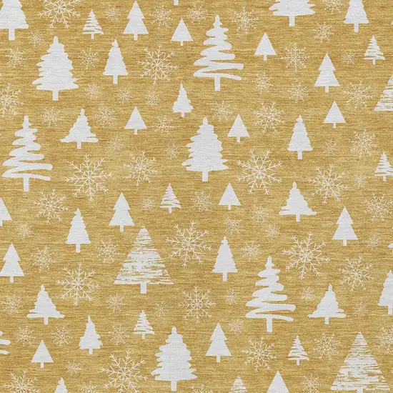 Gold And Ivory Botanical Leaves Washable Indoor Outdoor Area Rug Photo 4