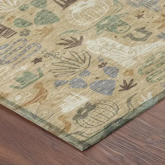 Gold And Ivory Cactus Washable Indoor Outdoor Area Rug Photo 5