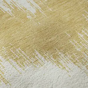 Photo of Gold And Ivory Chevron Washable Area Rug With UV Protection