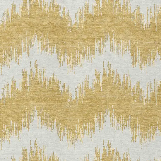 Gold And Ivory Chevron Washable Indoor Outdoor Area Rug Photo 6