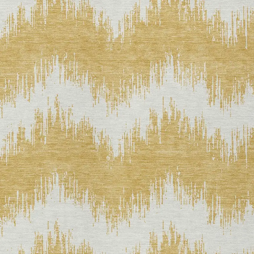 Gold And Ivory Chevron Washable Indoor Outdoor Area Rug Photo 6