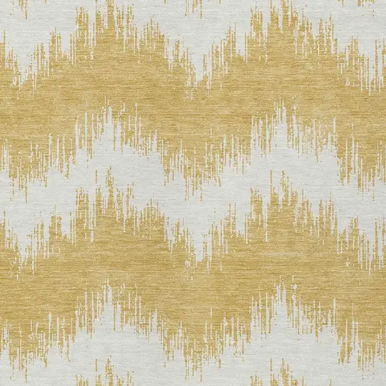 Gold And Ivory Chevron Washable Indoor Outdoor Area Rug Photo 6