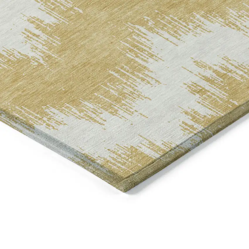 Gold And Ivory Chevron Washable Indoor Outdoor Area Rug Photo 4