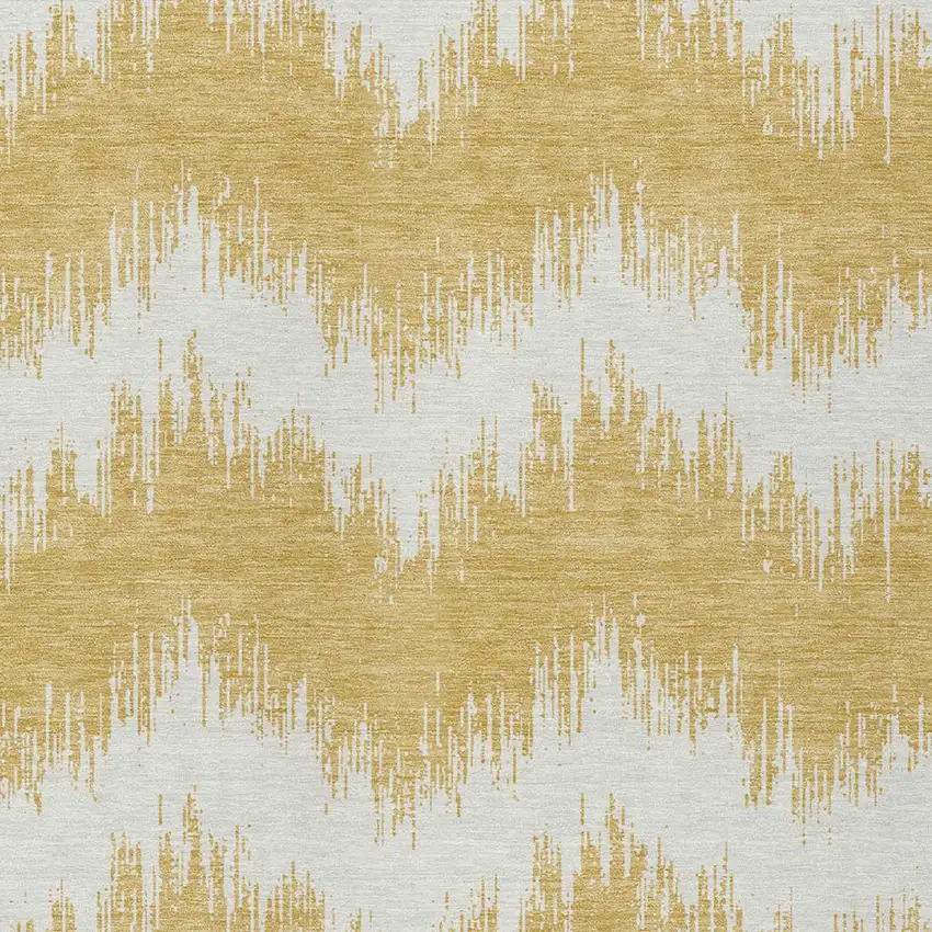 Gold And Ivory Chevron Washable Indoor Outdoor Area Rug Photo 6