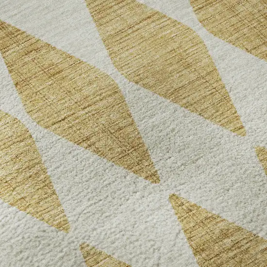 Gold And Ivory Diamond Washable Area Rug With UV Protection Photo 8
