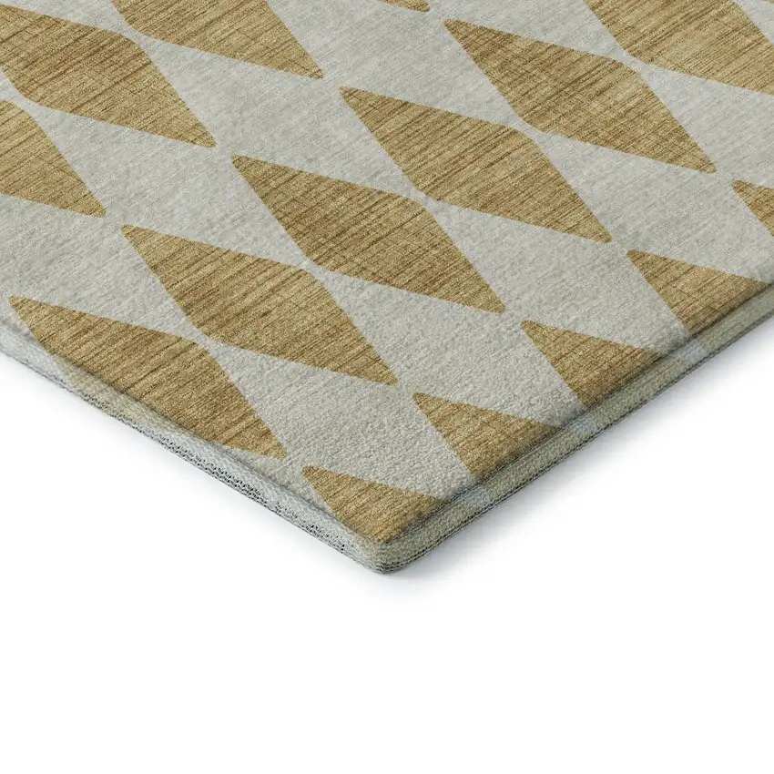 Gold And Ivory Diamond Washable Area Rug With UV Protection Photo 7