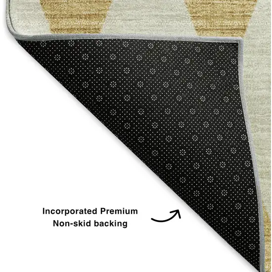 Gold And Ivory Diamond Washable Area Rug With UV Protection Photo 6