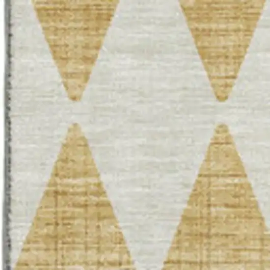 Gold And Ivory Diamond Washable Area Rug With UV Protection Photo 3