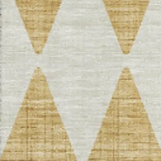 Gold And Ivory Diamond Washable Area Rug With UV Protection Photo 3