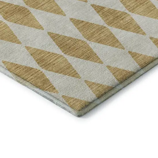 Gold And Ivory Diamond Washable Area Rug With UV Protection Photo 7