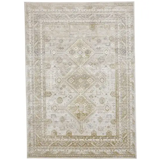 Gold and Ivory Floral Non Skid Area Rug Photo 3