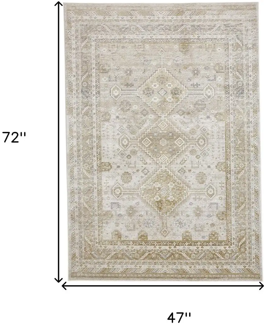 Gold and Ivory Floral Non Skid Area Rug Photo 9