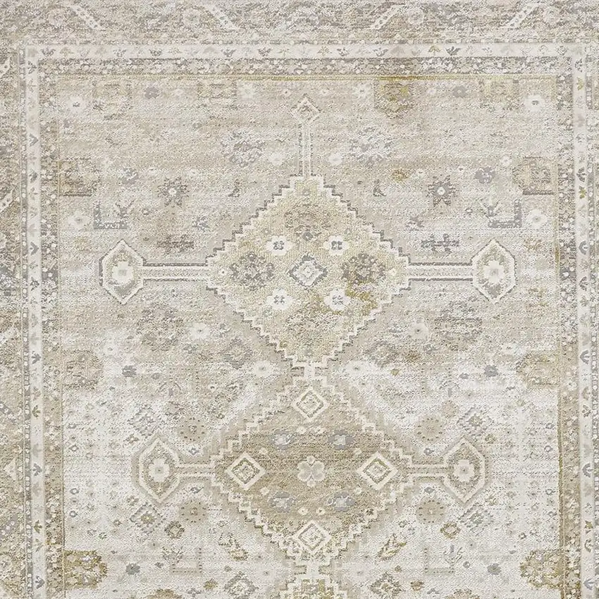 Gold and Ivory Floral Non Skid Area Rug Photo 7