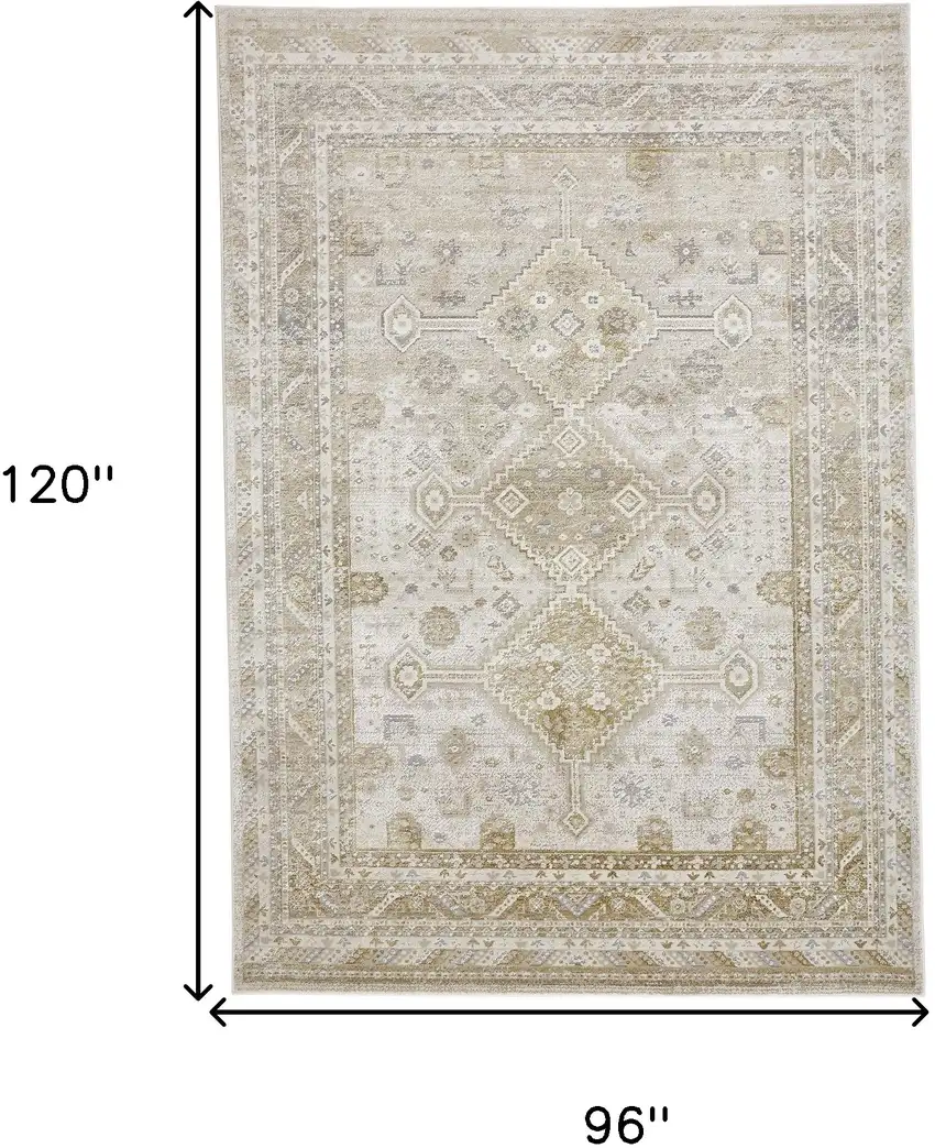 Gold and Ivory Floral Non Skid Area Rug Photo 3