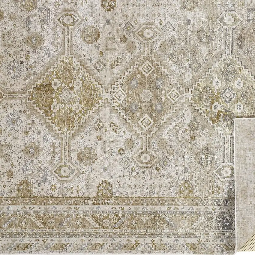 Gold And Ivory Floral Area Rug Photo 6