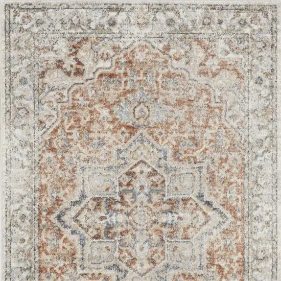 Gold And Ivory Floral Medallion Washable Area Rug Photo 9