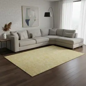 Photo of Gold And Ivory Floral Washable Area Rug With UV Protection