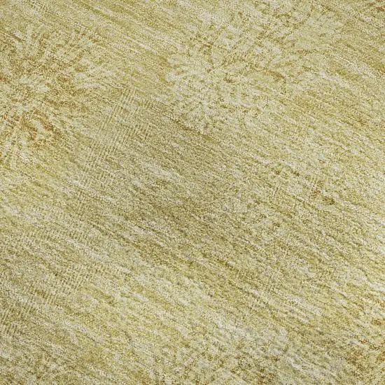 Gold And Ivory Floral Washable Area Rug With UV Protection Photo 4
