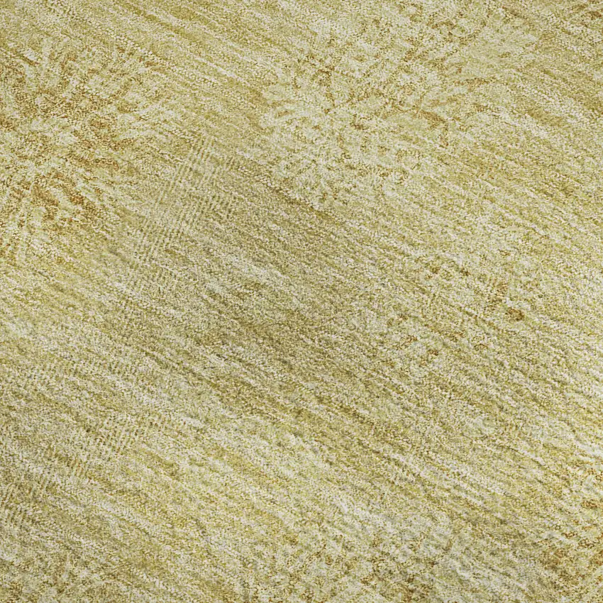 Gold And Ivory Floral Washable Area Rug With UV Protection Photo 4