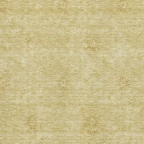 Gold And Ivory Floral Washable Area Rug With UV Protection Photo 4