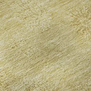 Photo of Gold And Ivory Floral Washable Area Rug With UV Protection