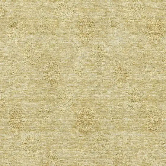 Gold And Ivory Floral Washable Area Rug With UV Protection Photo 4
