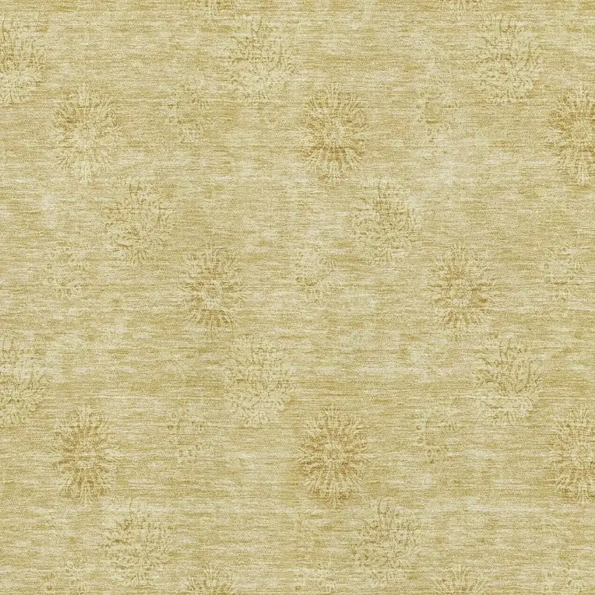 Gold And Ivory Floral Washable Area Rug With UV Protection Photo 4