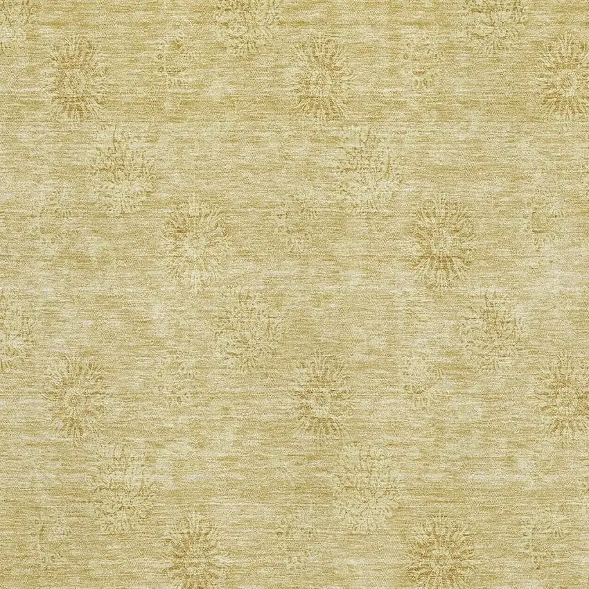 Gold And Ivory Floral Washable Area Rug With UV Protection Photo 8