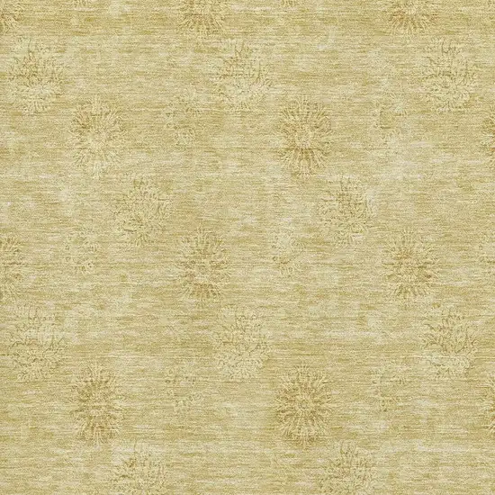 Gold And Ivory Floral Washable Area Rug With UV Protection Photo 3