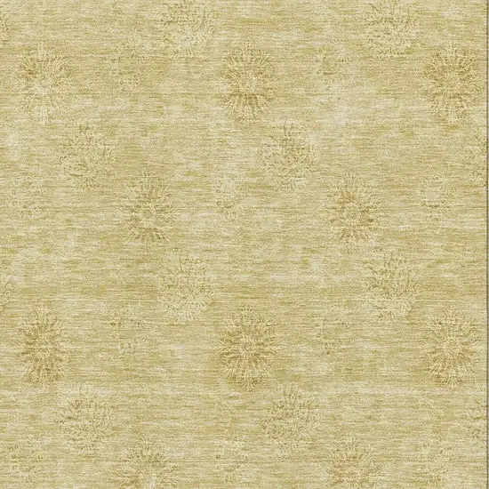 Gold And Ivory Floral Washable Area Rug With UV Protection Photo 6