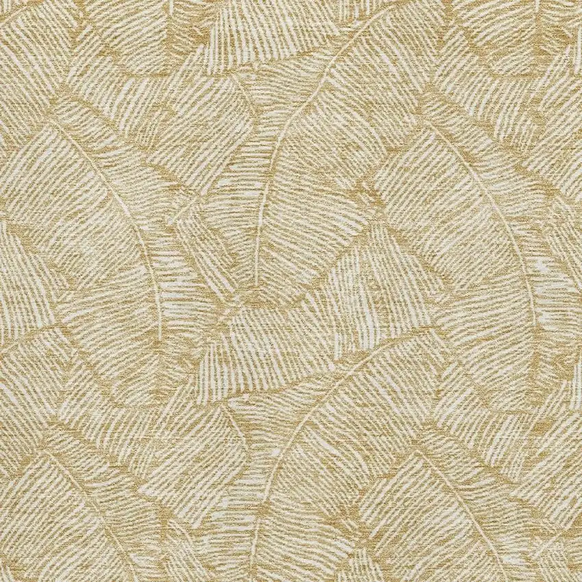 Gold And Ivory Floral Washable Area Rug With UV Protection Photo 3