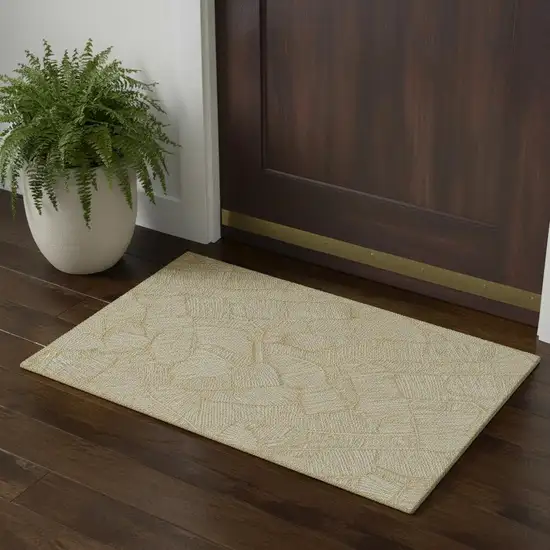 Gold And Ivory Floral Washable Area Rug With UV Protection Photo 1