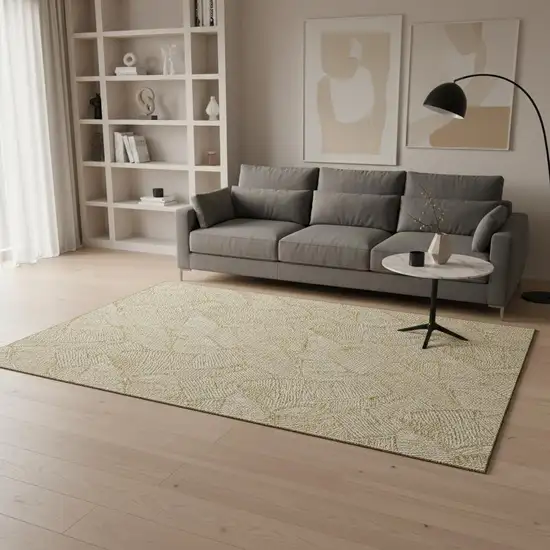 Gold And Ivory Floral Washable Area Rug With UV Protection Photo 2