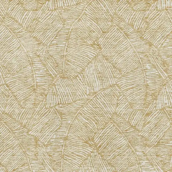 Gold And Ivory Floral Washable Area Rug With UV Protection Photo 3