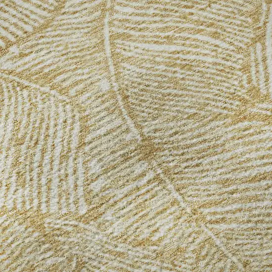 Gold And Ivory Floral Washable Area Rug With UV Protection Photo 9