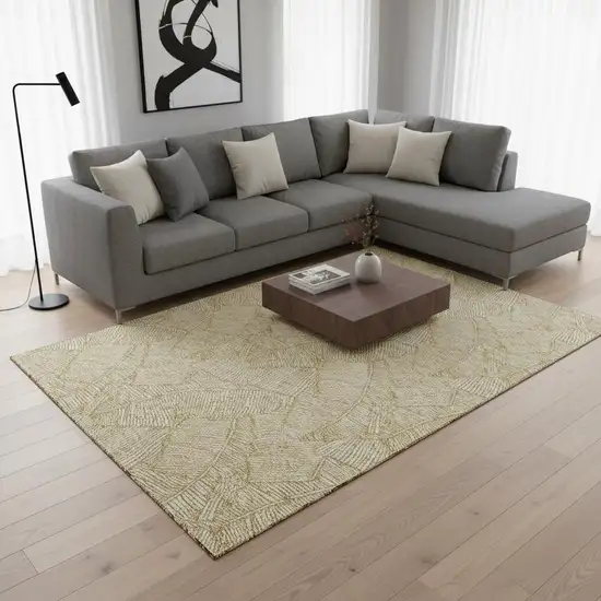 Gold And Ivory Floral Washable Area Rug With UV Protection Photo 2