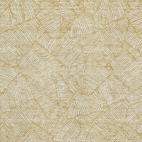 Gold And Ivory Floral Washable Area Rug With UV Protection Photo 3